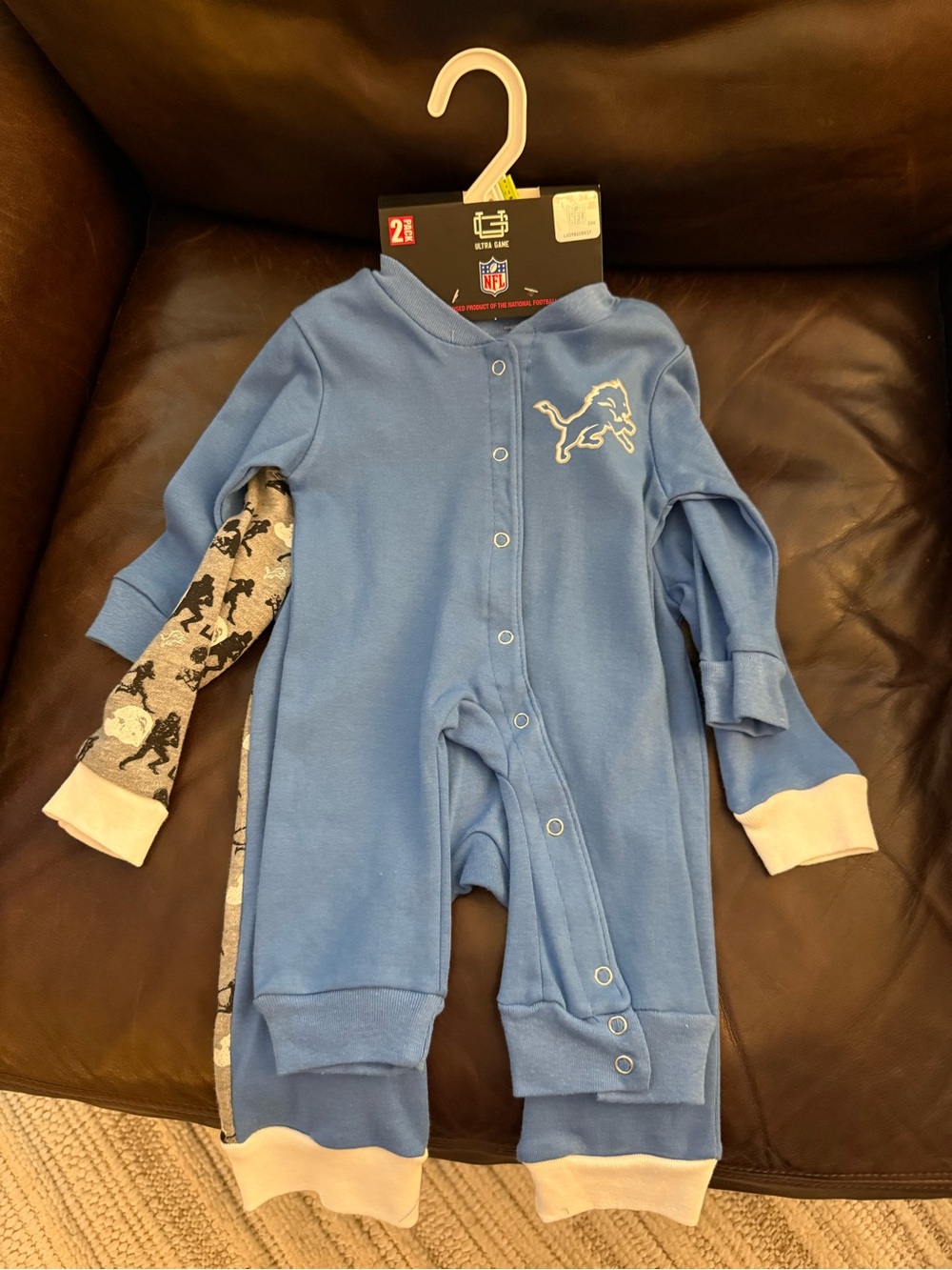 Two NFL Blue Detroit Lions Baby Footie